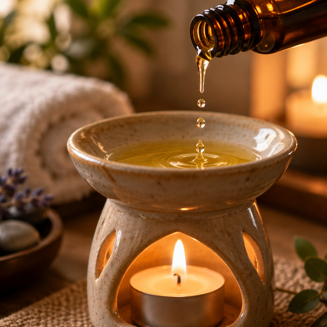 Application – oil poured into ceramic oil burner